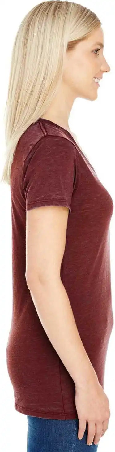 Threadfast Apparel 215b Ladies’ Cross Dye Short-sleeve V-neck T-shirt - Black Cherry