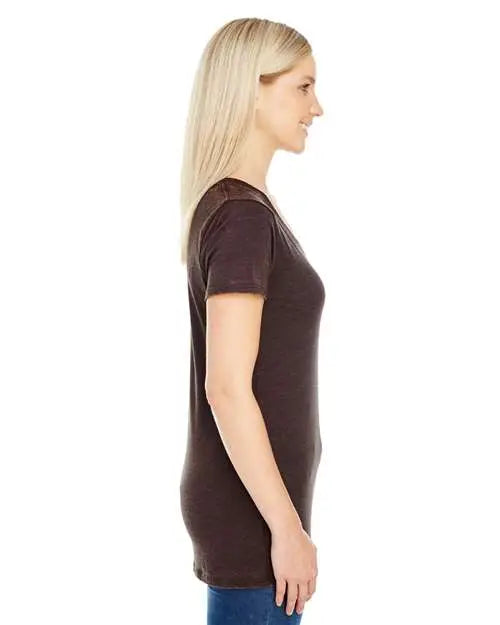 Threadfast Apparel 215b Women’s Cross Dye V-neck T-shirt - Flame - Coffee / s