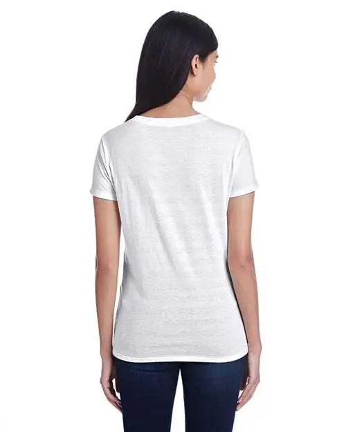 Threadfast Apparel 252rv Women’s Invisible Stripe V-neck T-shirt - White