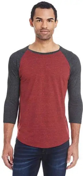 Threadfast Apparel 302g Triblend Three-quarter Sleeve Raglan T-shirt - Cardinal Black - Xs