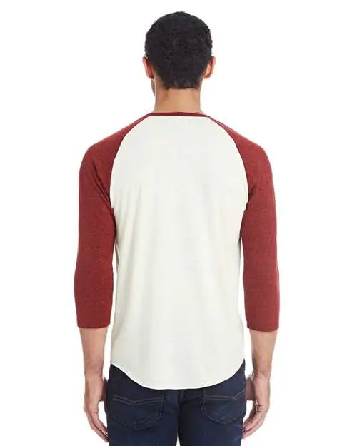 Threadfast Apparel 302g Triblend Three-quarter Sleeve Raglan T-shirt - Cream Cardinal Black