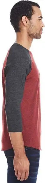 Threadfast Apparel 302g Triblend Three-quarter Sleeve Raglan T-shirt - Cardinal Black