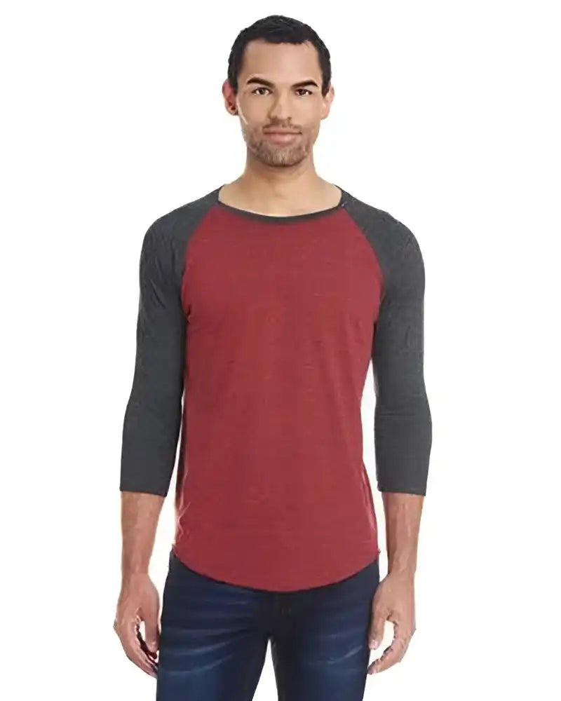 Threadfast Apparel 302g Unisex Triblend 3/4 Sleeve Raglan - Crd Black
