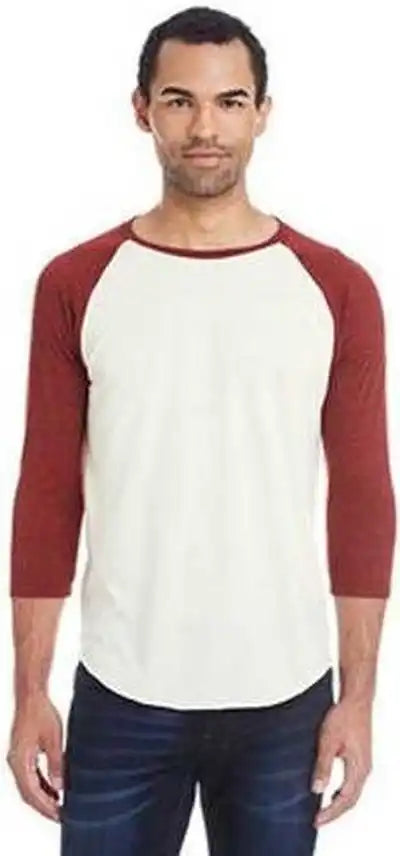 Threadfast Apparel 302g Unisex Triblend 3/4 Sleeve Raglan - Crm Crd Black