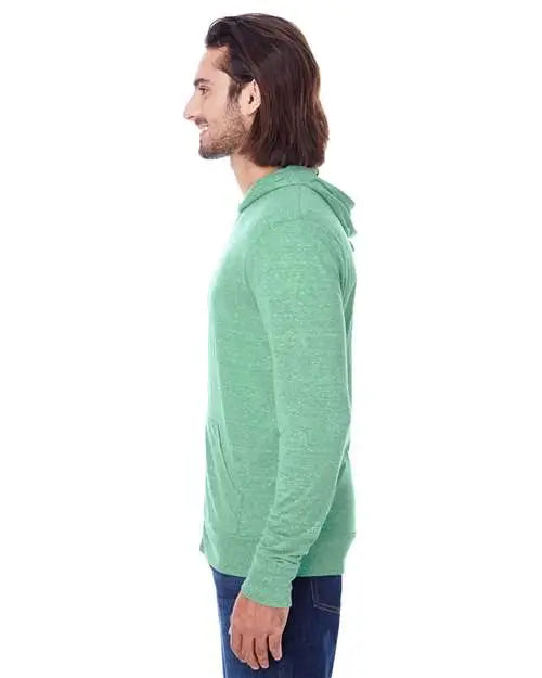Threadfast Apparel 302z Triblend Full-zip Lightweight Hooded Sweatshirt - Green - Xs
