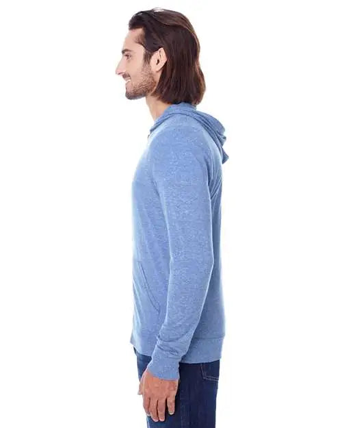 Threadfast Apparel 302z Triblend Full-zip Lightweight Hooded Sweatshirt - Navy
