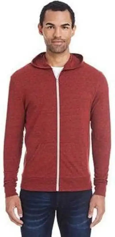 Threadfast Apparel 302z Unisex Triblend Full Zip Light Hoodie Card Black