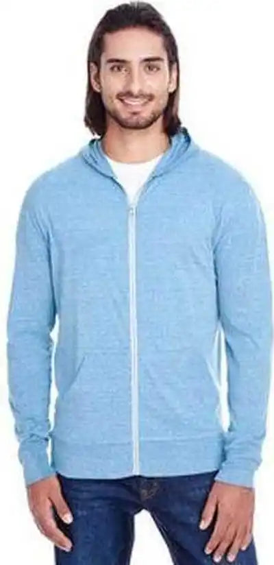 Threadfast Apparel 302z Unisex Triblend Full-zip Light Hoodie - Royal