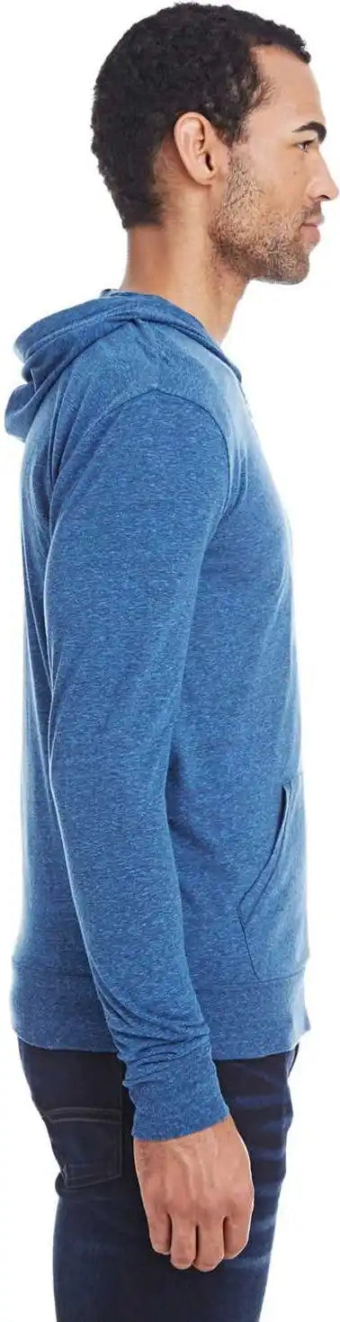 Threadfast Apparel 302z Unisex Triblend Full-zip Light Hoodie - Royal Black