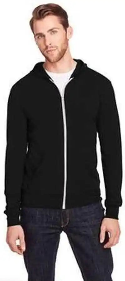 Threadfast Apparel 302z Unisex Triblend Full-zip Light Hoodie - Solid Black