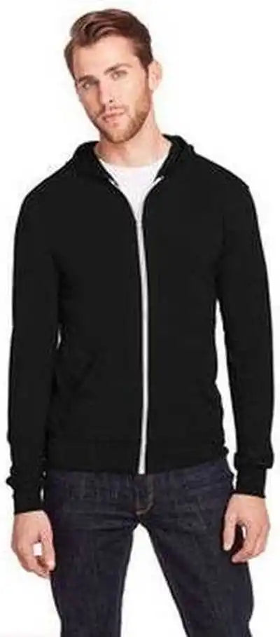 Threadfast Apparel 302z Unisex Triblend Full-zip Light Hoodie - Solid Black