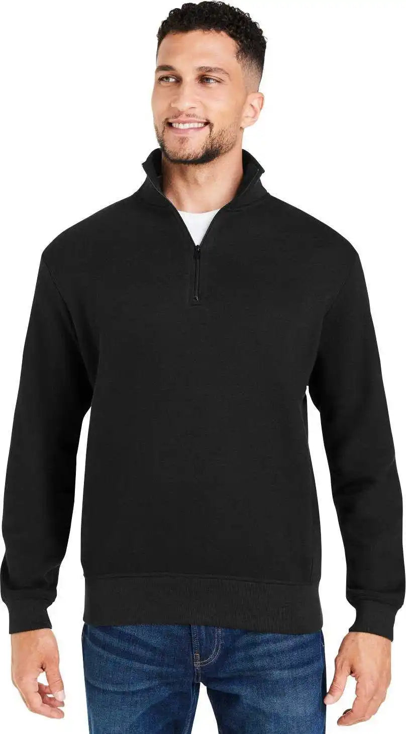 Threadfast Apparel 320q Unisex Ultimate Fleece Quarter Zip Sweatshirt Black