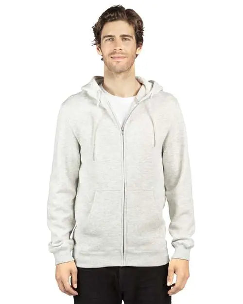 Threadfast Apparel 320z Fleece Full-zip Hooded Sweatshirt - Oatmeal Heather - Sand / Xs