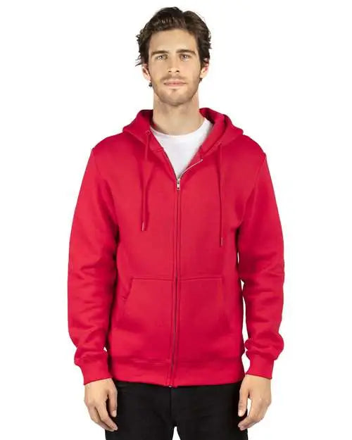 Threadfast Apparel 320z Fleece Full-zip Hooded Sweatshirt - Red