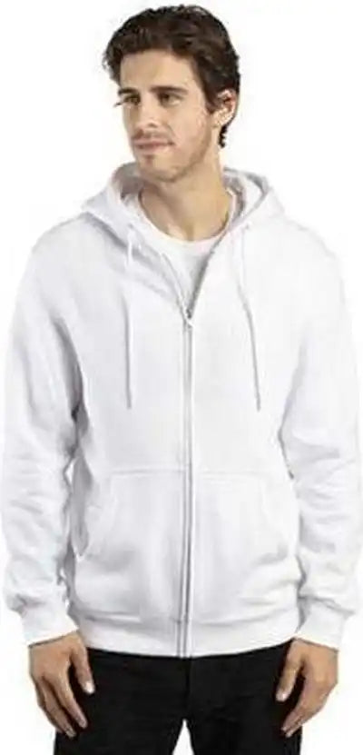 Threadfast Apparel 320z Unisex Ulightimate Fleece Full-zip Hooded Sweatshirt - White