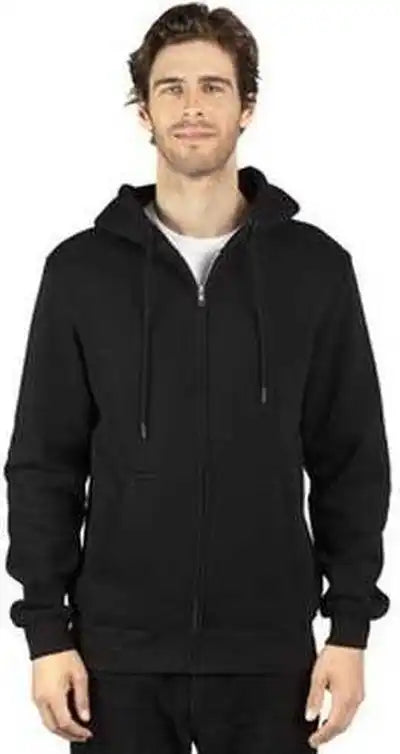 Threadfast Apparel 320z Unisex Ulightimate Fleece Full-zip Hooded Sweatshirt - Black