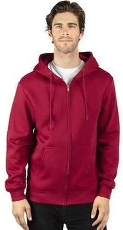 Threadfast Apparel 320z Unisex Ulightimate Fleece Full-zip Hooded Sweatshirt - Burgundy