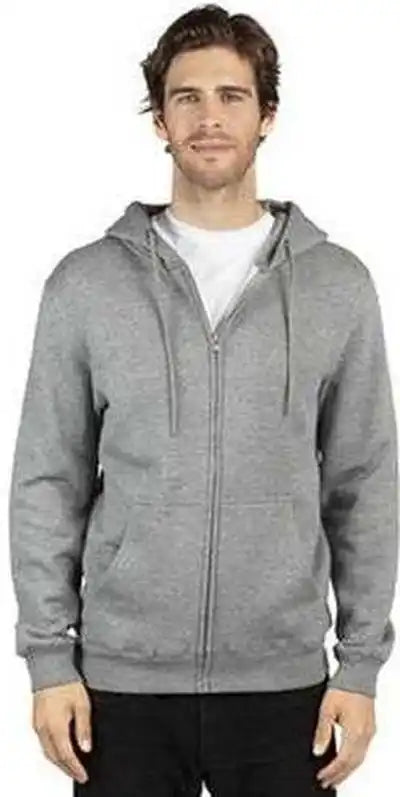 Threadfast Apparel 320z Unisex Ulightimate Fleece Full-zip Hooded Sweatshirt - Heather Gray