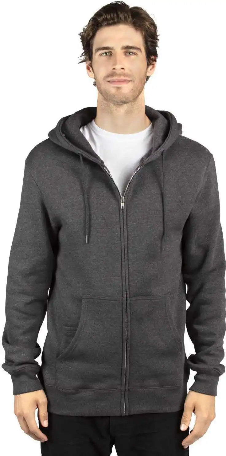 Threadfast Apparel 320z Unisex Ulightimate Fleece Full-zip Hooded Sweatshirt - Charcoal Heather