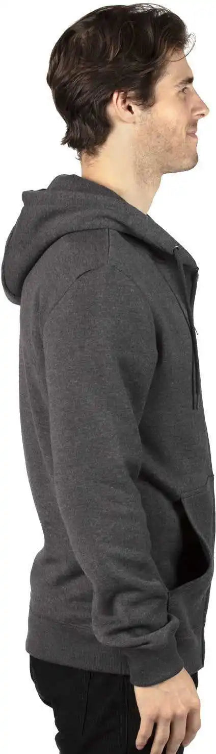 Threadfast Apparel 320z Unisex Ulightimate Fleece Full-zip Hooded Sweatshirt - Charcoal Heather