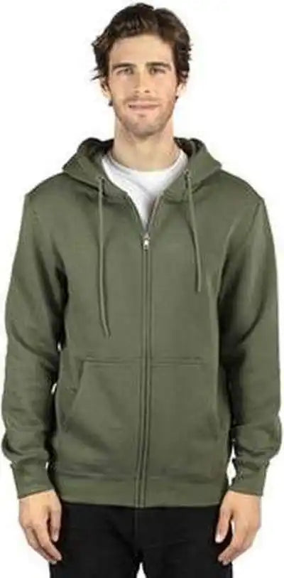 Threadfast Apparel 320z Unisex Ulightimate Fleece Full Zip Hooded Sweatshirt Army