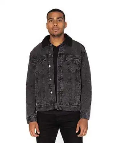 Threadfast Apparel 372j Unisex Sherpa-lined Denim Jacket - Black