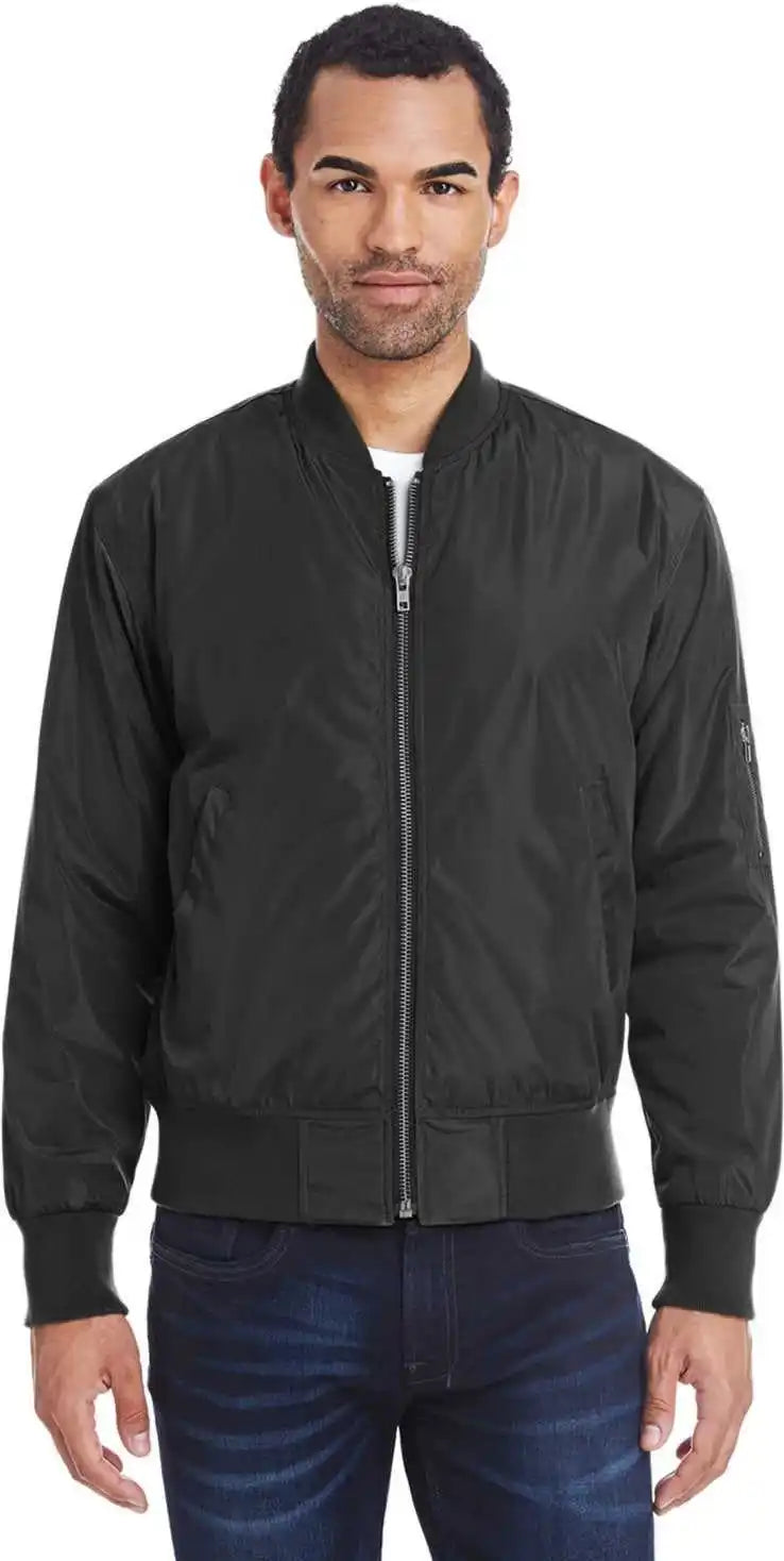 Threadfast Apparel 395j Unisex Bomber Jacket - Black