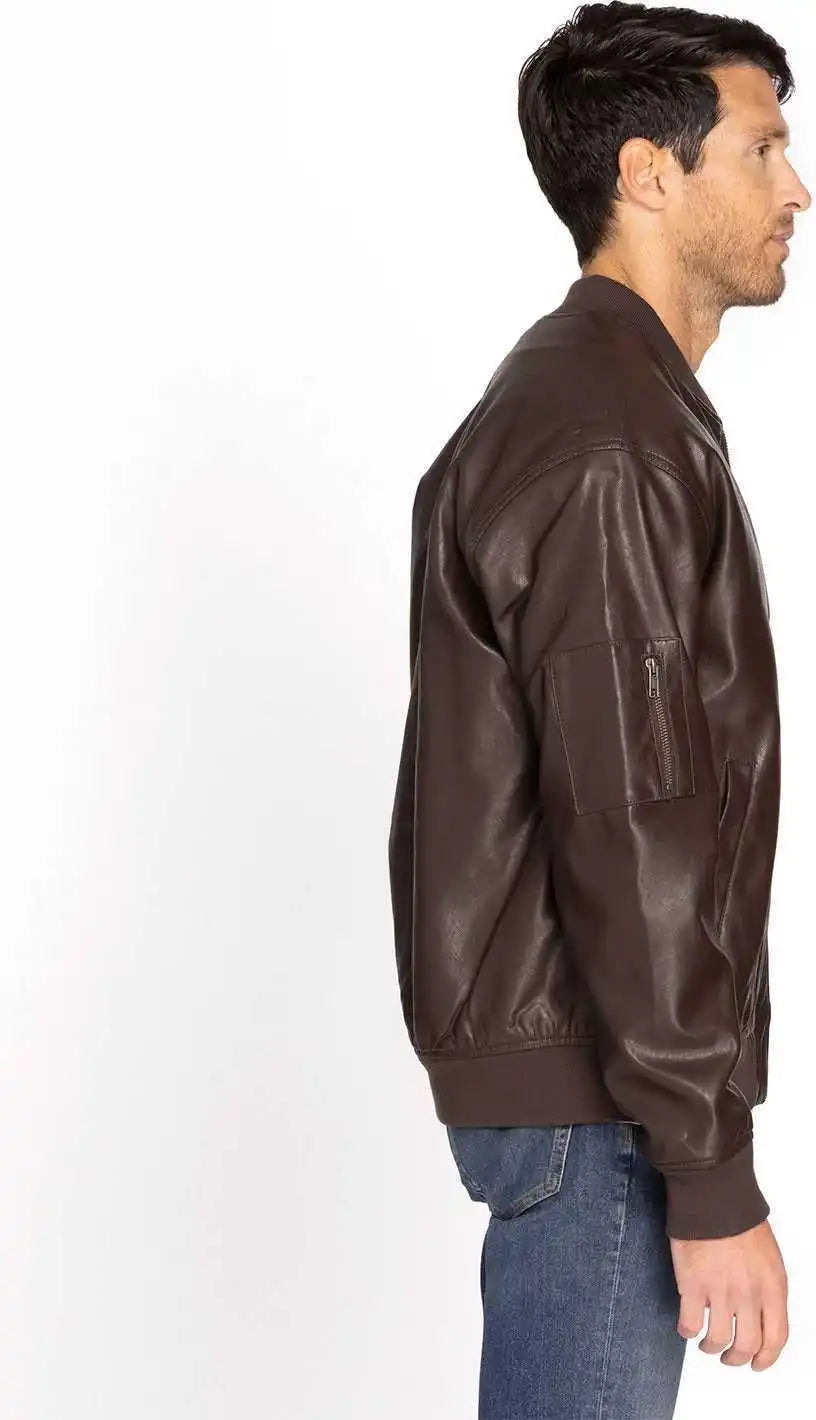 Threadfast Apparel 395j Unisex Bomber Jacket Brown Vegan Ligheather