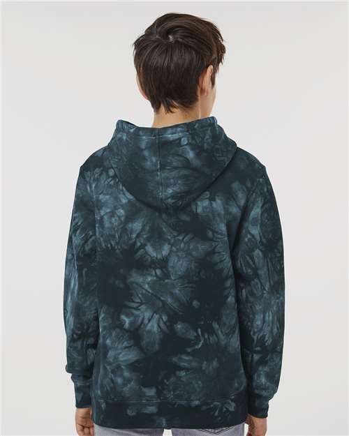 Tie Dye Black Youth Midweight Tie-Dyed Hooded Sweatshirt - PRM1500TD