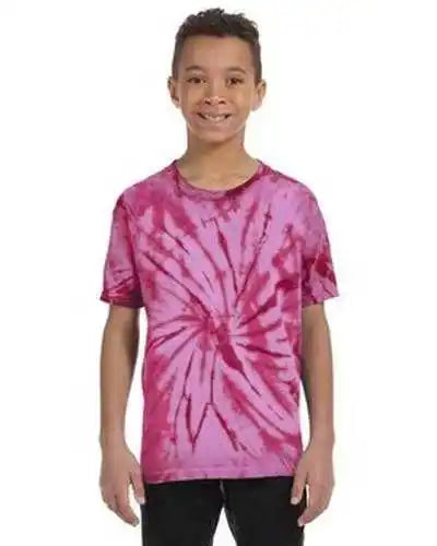 Tie-dye Cd101y Youth 54 Oz 100% Cotton Spider T-shirt - Pink