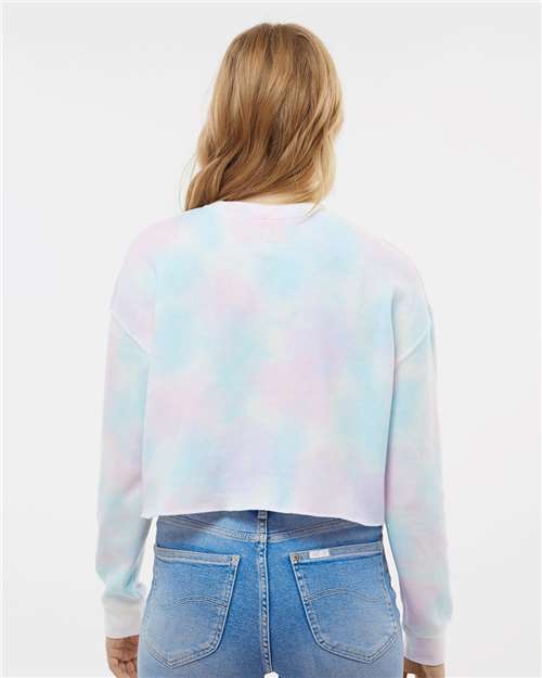 Tie Dye Cotton Candy Women&#39;s Lightweight Crop Crewneck Sweatshirt - AFX24CRP