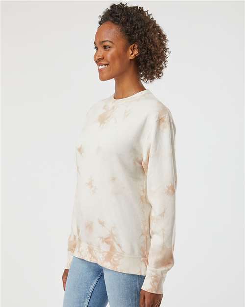 Tie Dye Dusty Pink Midweight Tie-Dyed Crewneck Sweatshirt - PRM3500TD