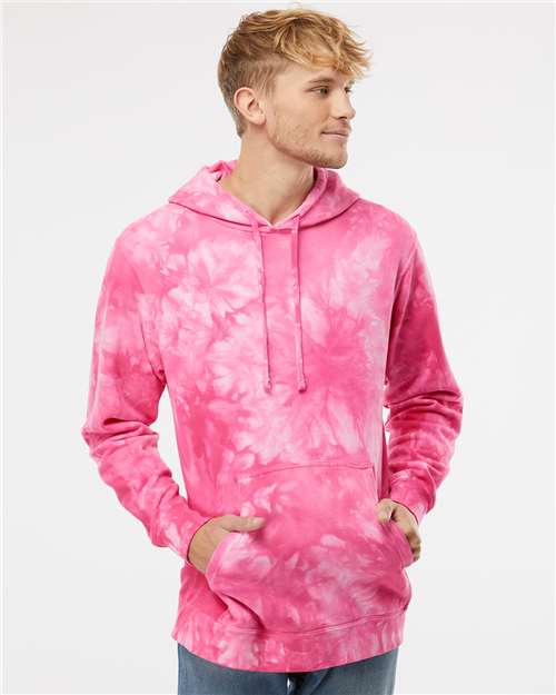 Tie Dye Pink Midweight Tie-Dyed Hooded Sweatshirt - PRM4500TD