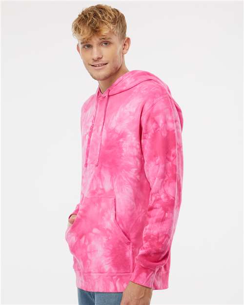 Tie Dye Pink Midweight Tie-Dyed Hooded Sweatshirt - PRM4500TD