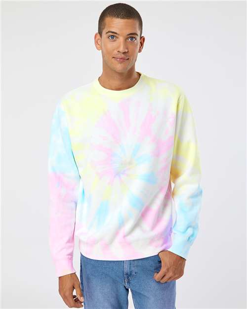 Tie Dye Sunset Swirl Midweight Tie-Dyed Crewneck Sweatshirt - PRM3500TD