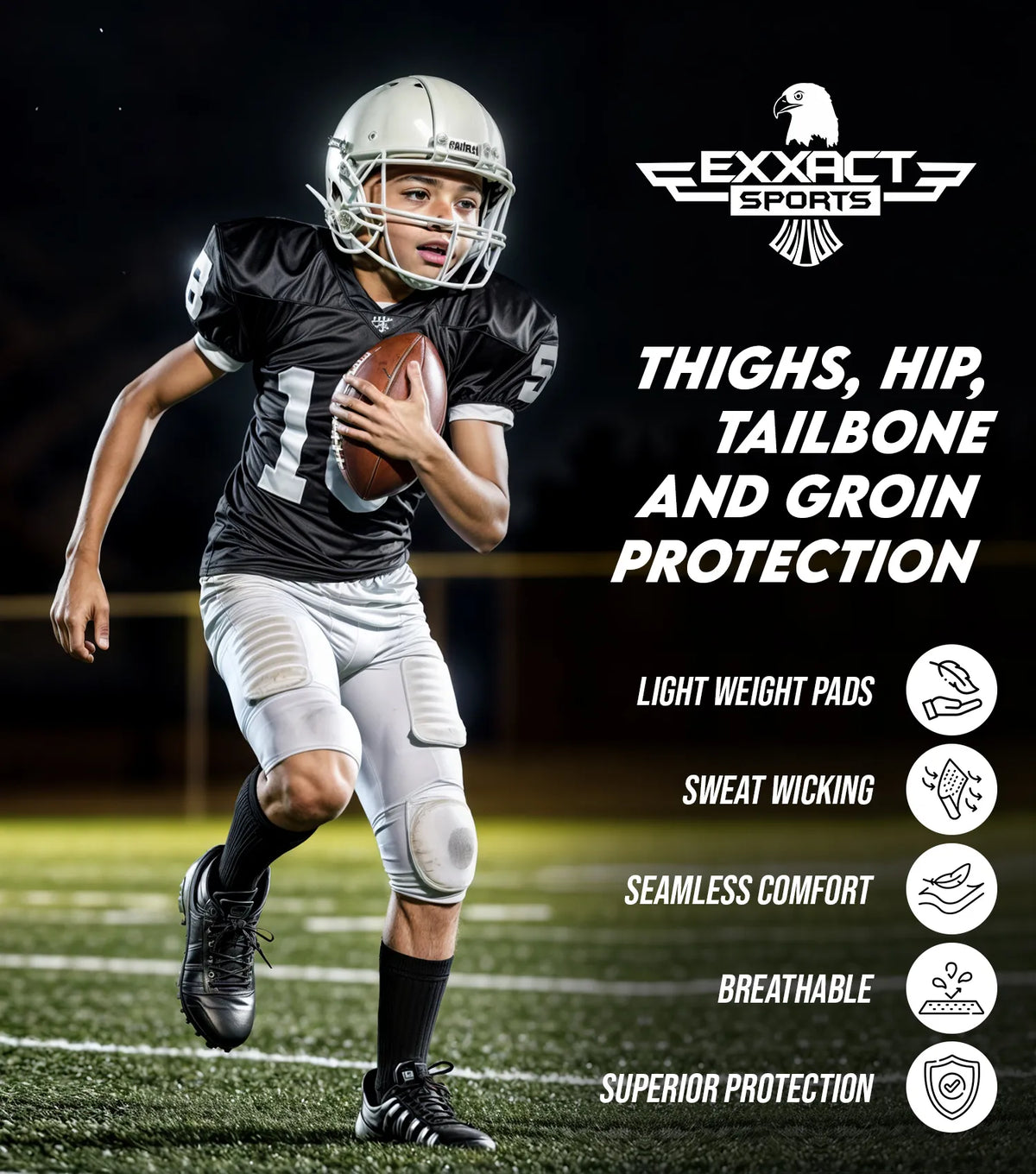 Touchdown 5-pad Boys Football Girdle with Cup Pocket Gray (youth)