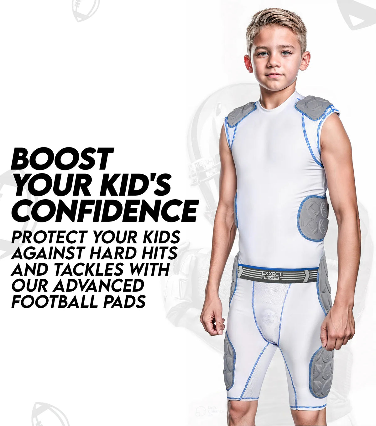 Touchdown 5-pad Boys Football Girdle with Cup Pocket Gray (youth)