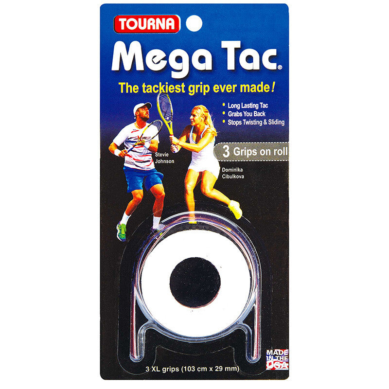 Tourna Mega Tac Overgrip (3x)(black) - Wht / Os