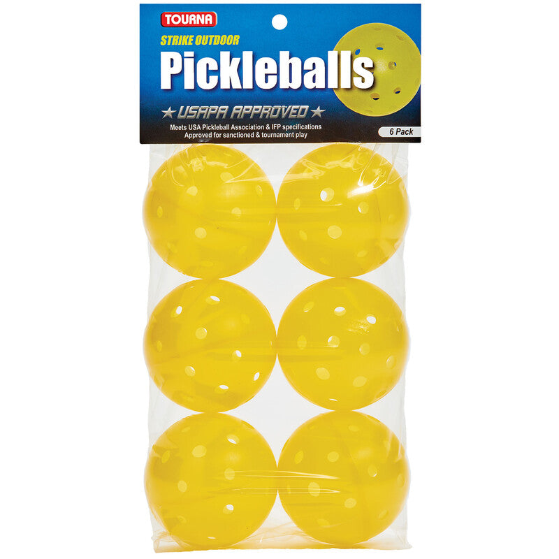 Tourna Outdoor Pickleballs 6x - Yellow - HIT a Double
