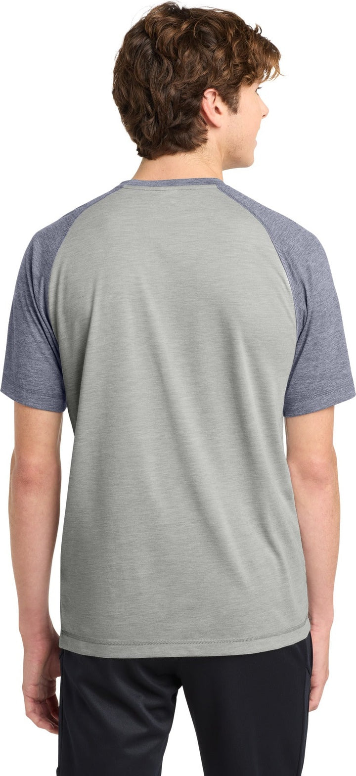 Tr Navy He/LGH Sport-Tek PosiCharge Tri-Blend Wicking Raglan Tee. ST400