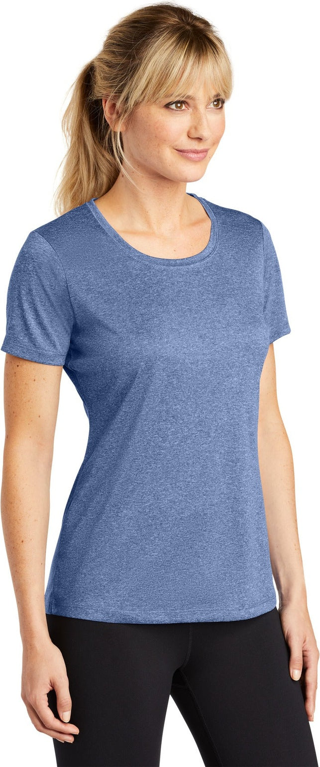 Tr Navy Hthr Sport-Tek Women's Heather Contender Scoop Neck Tee. LST360