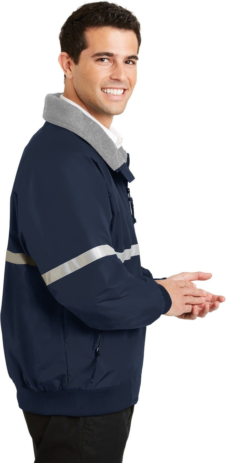 Tr Ny/Gry/Refl Port Authority Challenger Jacket with Reflective Taping J754R