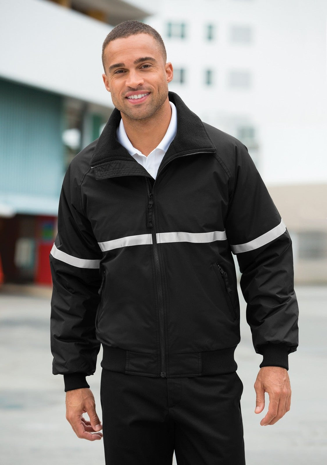 Tr Ny/Gry/Refl Port Authority Challenger Jacket with Reflective Taping J754R