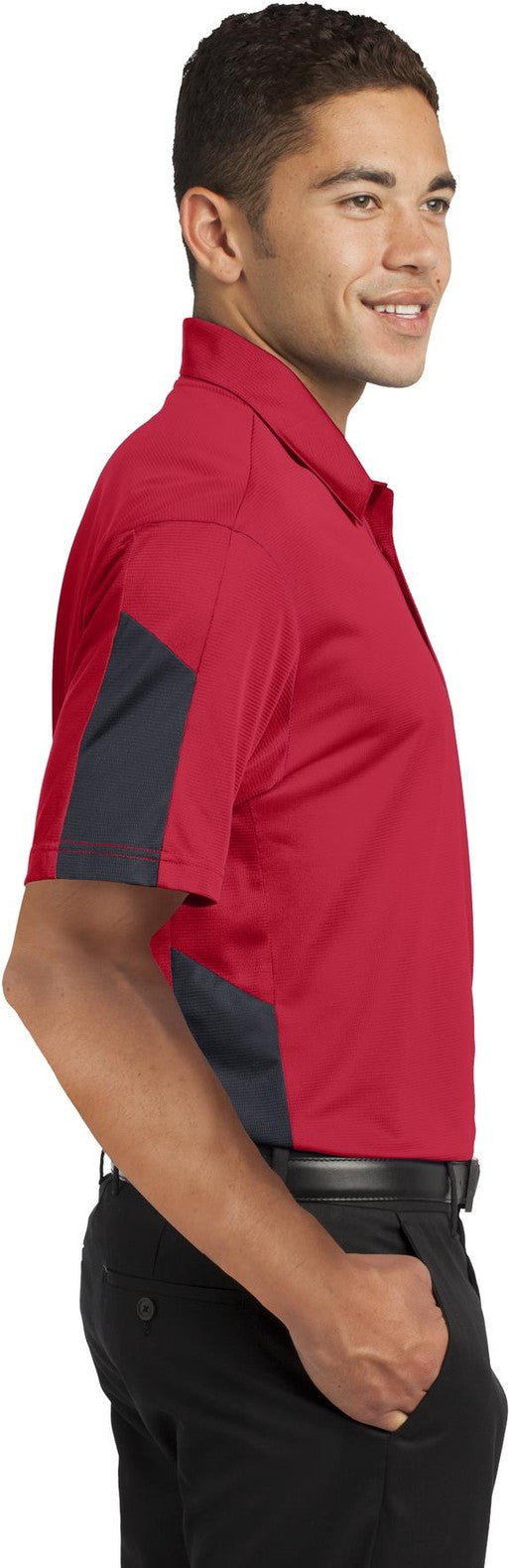 Tr Red/Grey Sport-Tek PosiCharge Active Textured Colorblock Polo. ST695