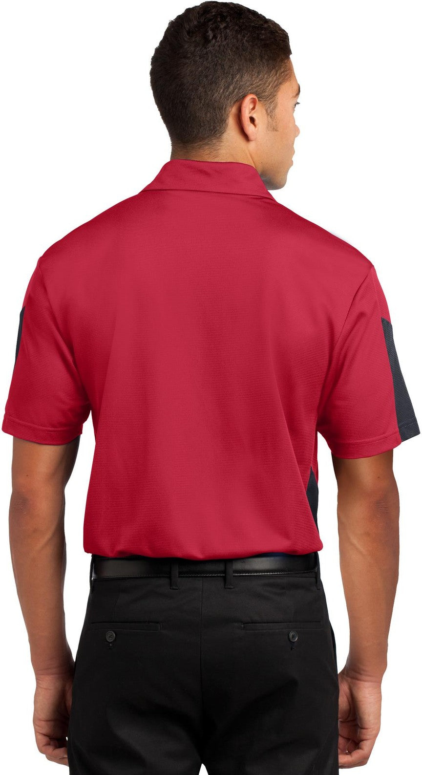 Tr Red/Grey Sport-Tek PosiCharge Active Textured Colorblock Polo. ST695