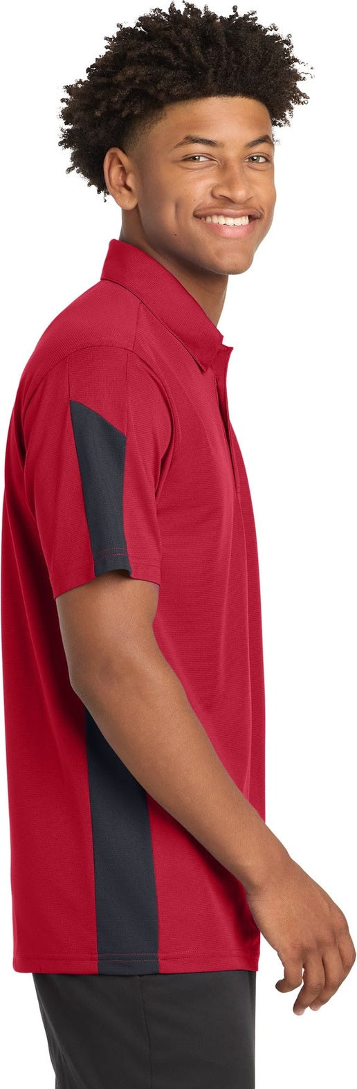 Tr Red/Grey Sport-Tek PosiCharge Active Textured Colorblock Polo. ST695