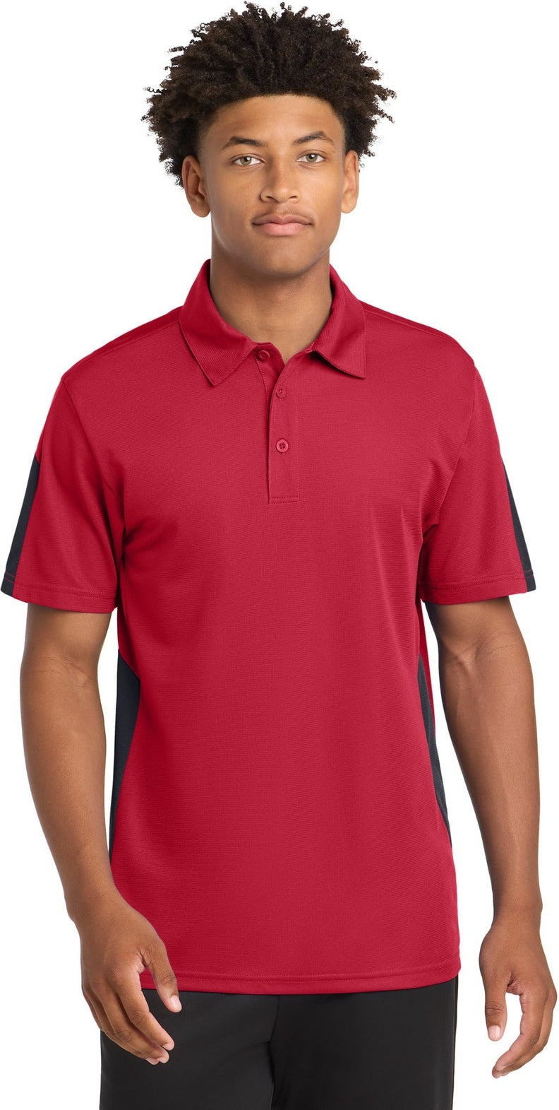 Tr Red/Grey Sport-Tek PosiCharge Active Textured Colorblock Polo. ST695