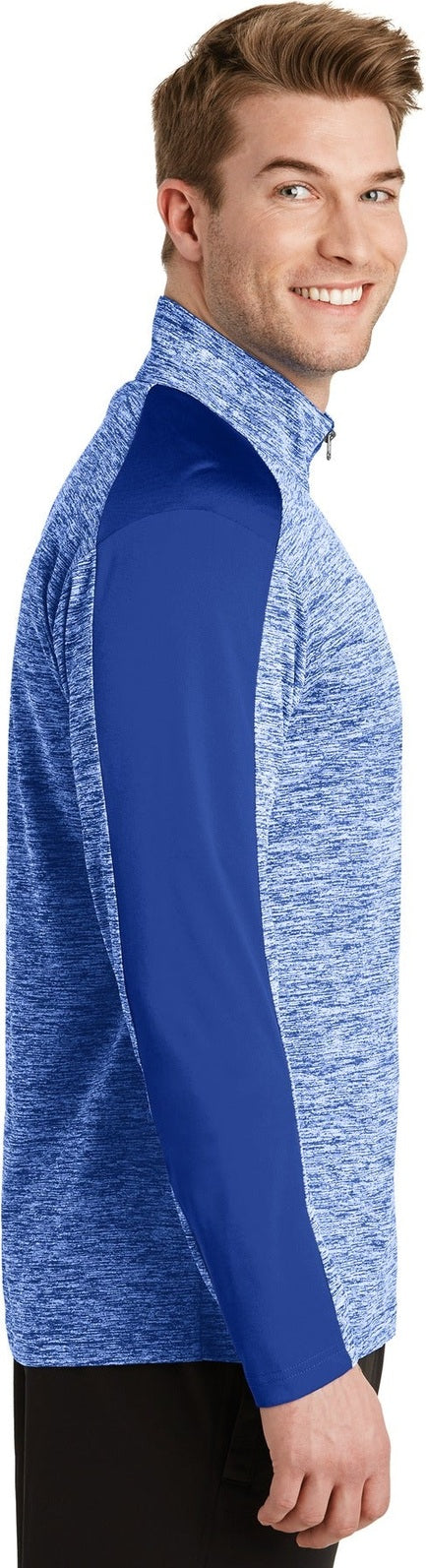 Tr Roy E/Tr Ry Sport-Tek PosiCharge Electric Heather Colorblock 1/4-Zip Pullover. ST397