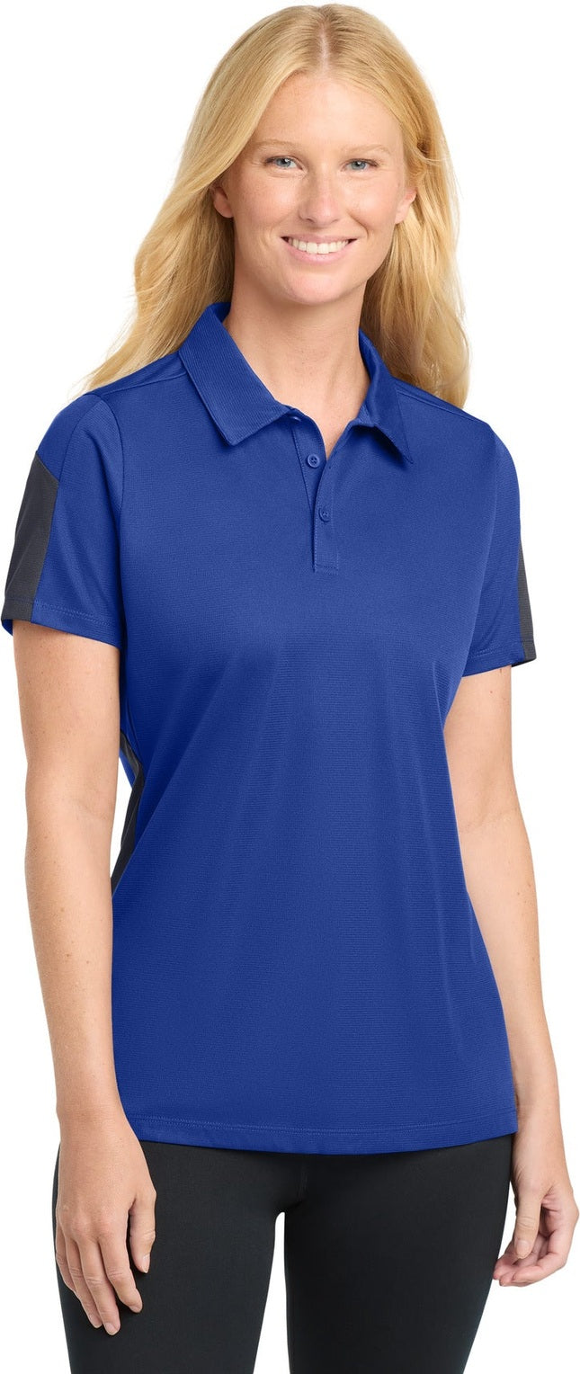 Tr Royal/Grey Sport-Tek Women's PosiCharge Active Textured Colorblock Polo. LST695
