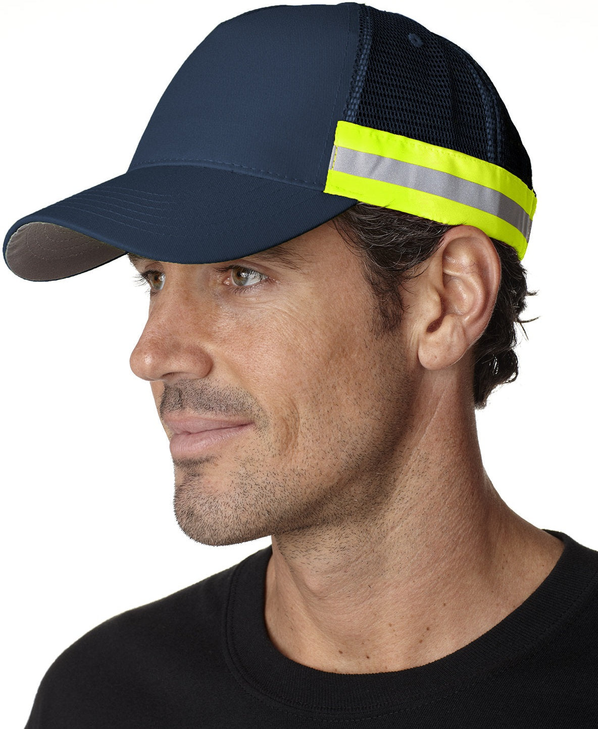 Adams Headwear TR102 Trucker Reflector High-Visibility Constructed Cap - Navy